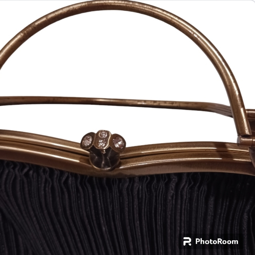 La Regale Satin Metal Handle Evening Clutch Bag Old Money - Picture 4 of 12